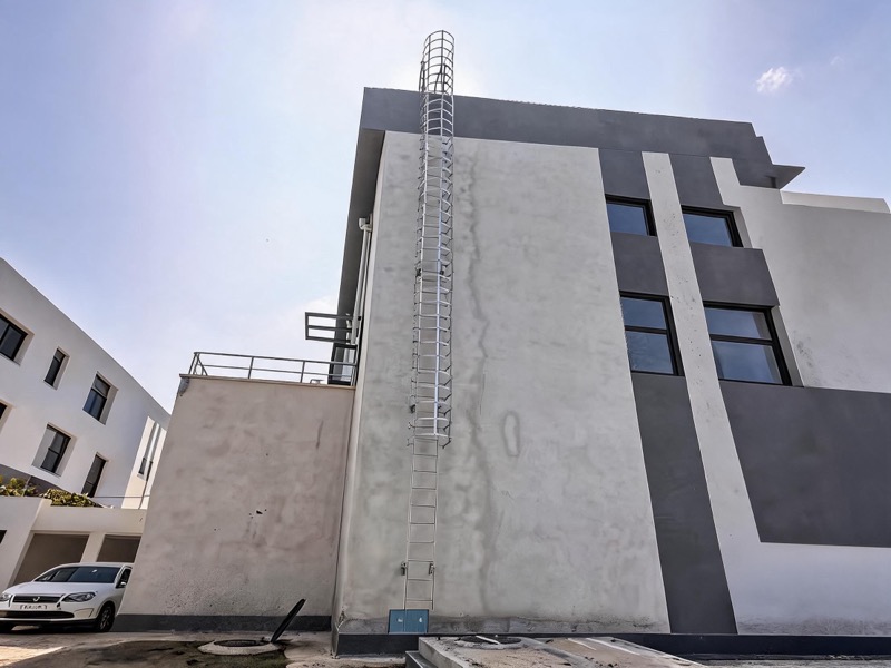 Cage ladder project power and steel factory access